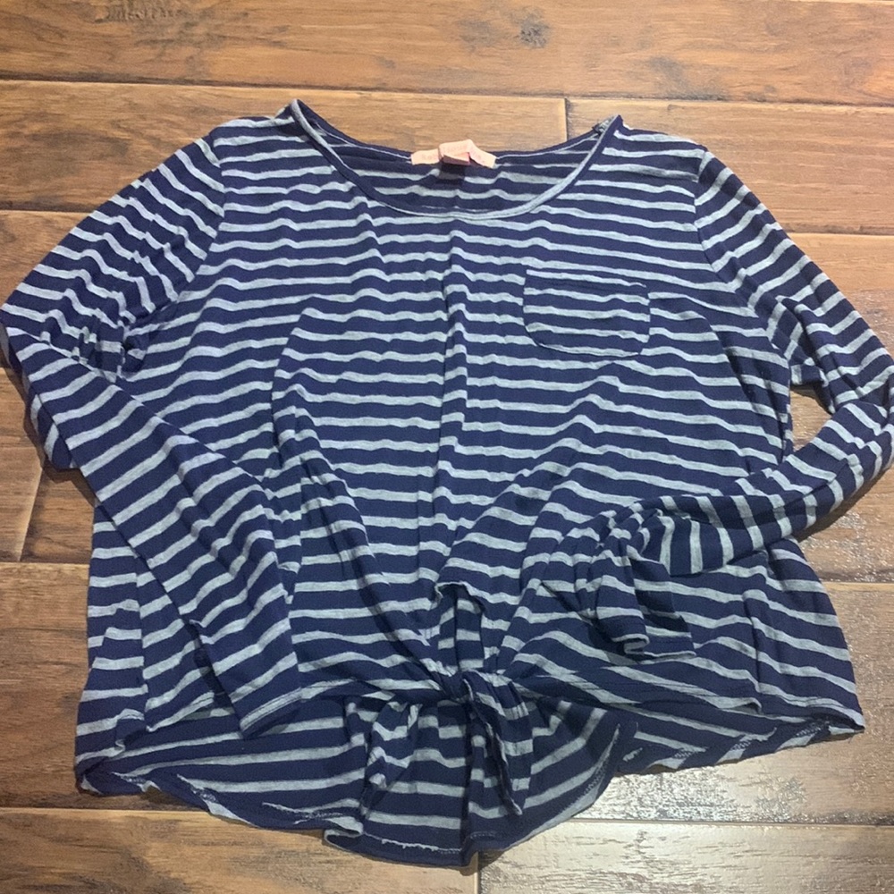 striped long sleeve with tie in front